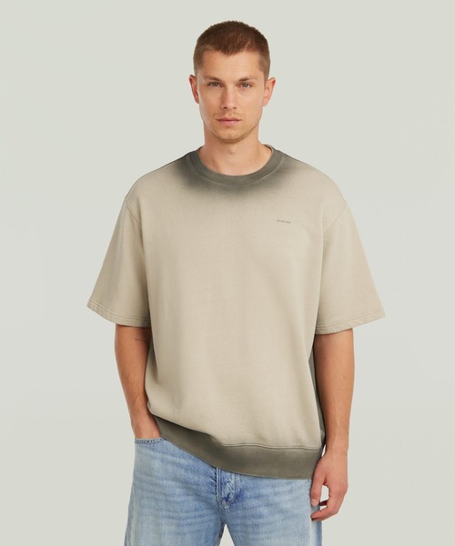 G-STAR(ジースター)の「Sprayed Relaxed Sweater/スプレー加工リラックスオーバーサイズスウェットTシャツ(Tシャツ/カットソー・メンズ・ホワイト系その他/ブルー系その他/ベージュ系その他・X-SMALL/LARGE/MEDIUM/SMALL/X-LARGE)」の1枚目の写真