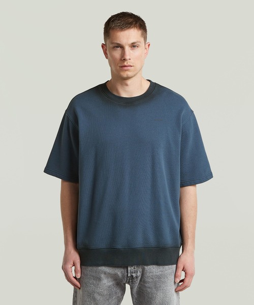 G-STAR（ジースター）の「Sprayed Relaxed Sweater/スプレー加工リラックスオーバーサイズスウェットTシャツ（Tシャツ/カットソー・メンズ・ホワイト系その他/ブルー系その他・X-SMALL/LARGE/MEDIUM/SMALL/X-LARGE）」の2枚目の写真