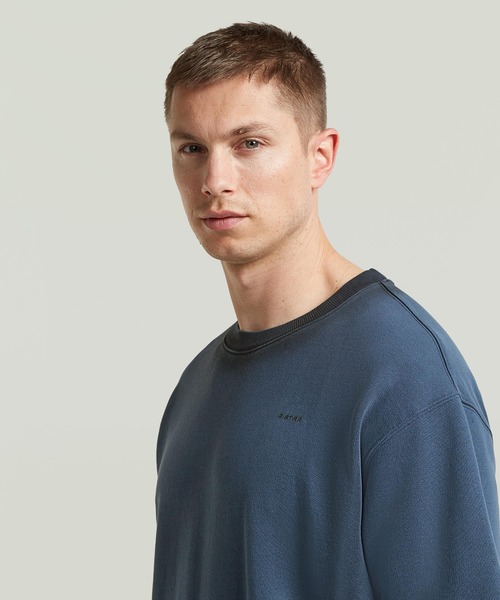 G-STAR（ジースター）の「Sprayed Relaxed Sweater/スプレー加工リラックスオーバーサイズスウェットTシャツ（Tシャツ/カットソー・メンズ・ホワイト系その他/ブルー系その他・X-SMALL/LARGE/MEDIUM/SMALL/X-LARGE）」の10枚目の写真