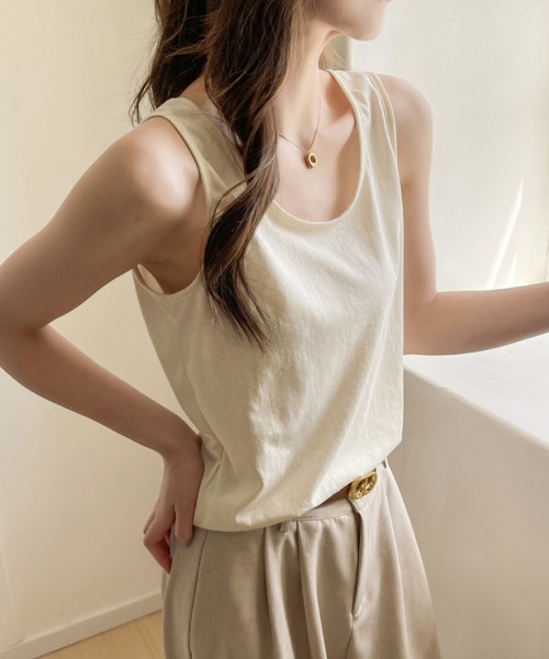SallyLunn(サリーラン)の「ヘルシーUネックタンクトップ(タンクトップ・レディース・ブラック/アイボリー・MEDIUM/LARGE)」の1枚目の写真