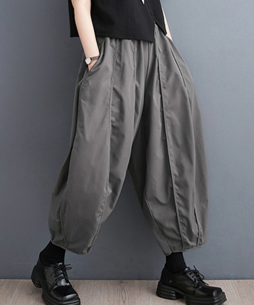 ReRe(リリ)の「ディープタックバルーンパンツ(その他パンツ・レディース・グレー/ブラック・FREE)」の1枚目の写真