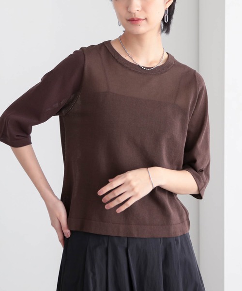 シアーニットTシャツ【サスティナブル】（Tシャツ/カットソー）｜for/c