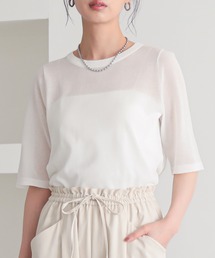 for/c（フォーシー）の「シアーニットTシャツ【サスティナブル】（Tシャツ/カットソー）」