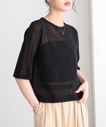 for/c（フォーシー）の「シアーニットTシャツ【サスティナブル】（Tシャツ/カットソー）」