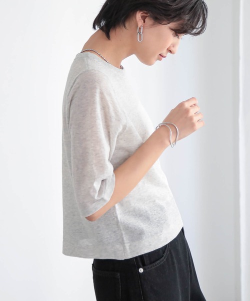 for/c(フォーシー)の「シアーニットTシャツ【サスティナブル】(Tシャツ/カットソー・レディース・グレー/オフホワイト/ブラック/レッド/ブラウン・M/L)」の14枚目の写真