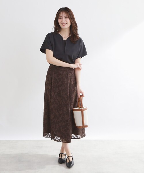 Reflect（リフレクト）の「【UVカット／接触冷感／吸水速乾】フレアスリーブプルオーバー（Tシャツ/カットソー・レディース・ダークブラウン/ホワイト/ベビーピンク/ブラック・13/11/09）」の13枚目の写真
