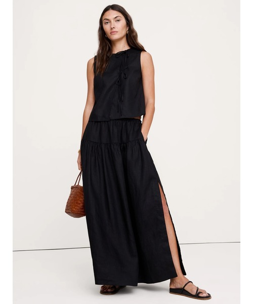 Banana Republic(バナナリパブリック)の「リネン ティアード タイサイド マキシスカート(スカート・レディース・ホワイト・L/M/S/XS)」の4枚目の写真