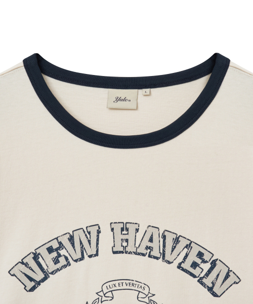 YALE(イェール)の「ニューヘイブングラフィックリンガーティーシャツ_クリーム(Tシャツ/カットソー・レディース・その他・SMALL/MEDIUM/LARGE/X-LARGE)」の3枚目の写真