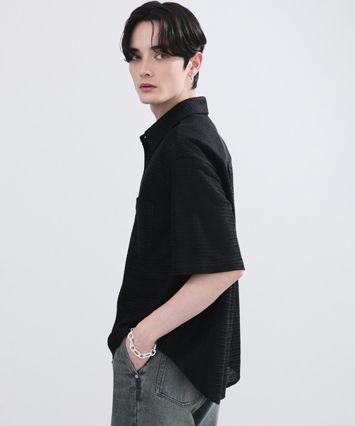 LUENNA（ルエナ）の「【LUENNA】Openwork Half Sleeve Regular Collar Shirt / 透かし編み半袖メッシュレギュラーシャツ（シャツ/ブラウス・メンズ・アイボリー/ブラック・S/M/L）」の4枚目の写真