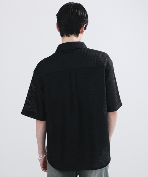LUENNA（ルエナ）の「【LUENNA】Openwork Half Sleeve Regular Collar Shirt / 透かし編み半袖メッシュレギュラーシャツ（シャツ/ブラウス・メンズ・アイボリー/ブラック・S/M/L）」の5枚目の写真