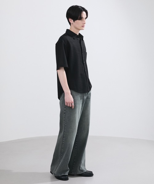 LUENNA（ルエナ）の「【LUENNA】Openwork Half Sleeve Regular Collar Shirt / 透かし編み半袖メッシュレギュラーシャツ（シャツ/ブラウス・メンズ・アイボリー/ブラック・S/M/L）」の10枚目の写真