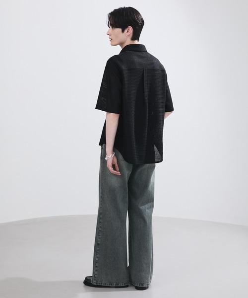 LUENNA（ルエナ）の「【LUENNA】Openwork Half Sleeve Regular Collar Shirt / 透かし編み半袖メッシュレギュラーシャツ（シャツ/ブラウス・メンズ・アイボリー/ブラック・S/M/L）」の11枚目の写真