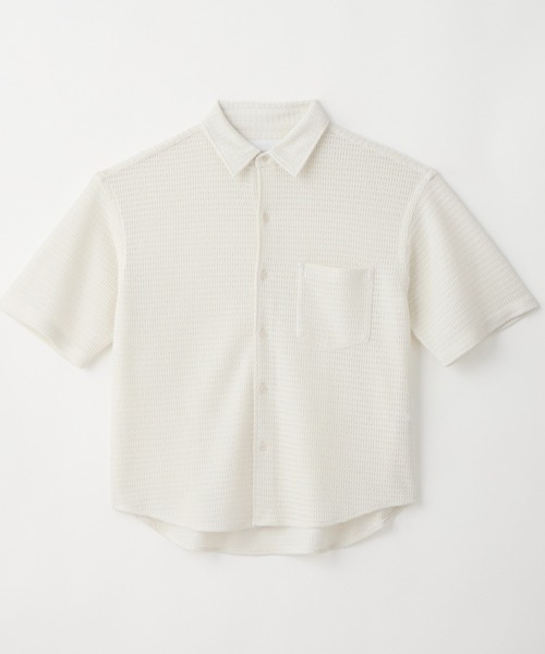 LUENNA（ルエナ）の「【LUENNA】Openwork Half Sleeve Regular Collar Shirt / 透かし編み半袖メッシュレギュラーシャツ（シャツ/ブラウス・メンズ・アイボリー/ブラック・S/M/L）」の15枚目の写真