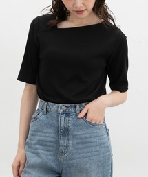 Honeys | 【ハニさら・接触冷感・UVカット】アシメネックトップス(Tシャツ/カットソー)