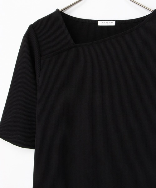 Honeys(ハニーズ)の「【ハニさら・接触冷感・UVカット】アシメネックトップス(Tシャツ/カットソー・レディース・ブラウン/ダークブルー/ブラック/アイボリー・S/M/LL/L)」の18枚目の写真
