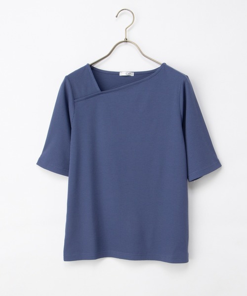 Honeys(ハニーズ)の「【ハニさら・接触冷感・UVカット】アシメネックトップス(Tシャツ/カットソー・レディース・ブラウン/ダークブルー/ブラック/アイボリー・S/M/LL/L)」の19枚目の写真