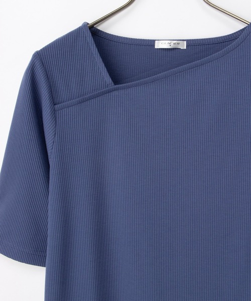 Honeys(ハニーズ)の「【ハニさら・接触冷感・UVカット】アシメネックトップス(Tシャツ/カットソー・レディース・ブラウン/ダークブルー/ブラック/アイボリー・S/M/LL/L)」の20枚目の写真