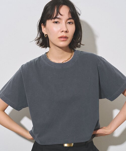 Whim Gazette(ウィムガゼット)の「ピグメントショートTシャツ(Tシャツ/カットソー・レディース・ネイビー/グレー/オフホワイト・FREE)」の3枚目の写真