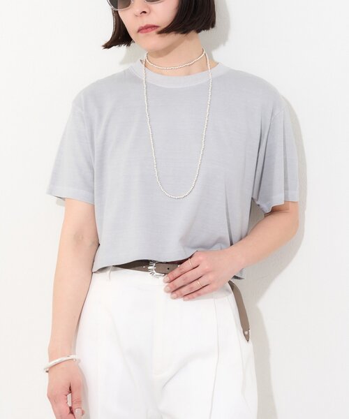 Whim Gazette(ウィムガゼット)の「ピグメントショートTシャツ(Tシャツ/カットソー・レディース・ネイビー/グレー/オフホワイト・FREE)」の2枚目の写真