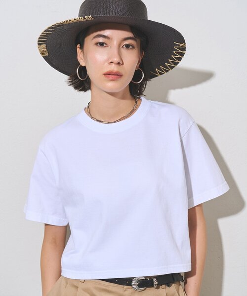 Whim Gazette(ウィムガゼット)の「ピグメントショートTシャツ(Tシャツ/カットソー・レディース・ネイビー/グレー/オフホワイト・FREE)」の1枚目の写真