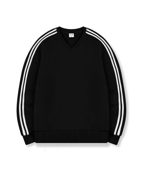 BASIC LABEL（ベーシックラベル）の「Nox Oversized fit track V-neck sweatshirt 5 Color [BLBV_1001]（スウェット・レディース・ホワイト/ブラック/ネイビー/グレー/アイボリー・SMALL/MEDIUM/LARGE/X-LARGE）」の3枚目の写真