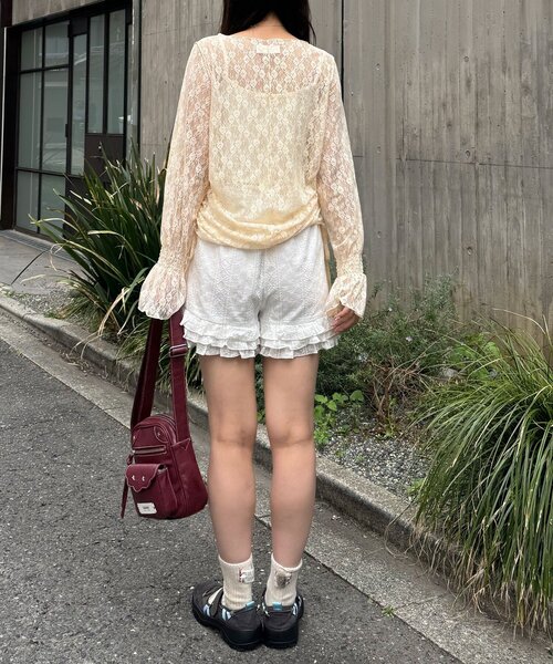 CIAOPANIC（チャオパニック）の「キャンディースリーブシャーリングレーストップス（シャツ/ブラウス・レディース・アイボリー/オフホワイト/ピンク・ONE SIZE）」の18枚目の写真