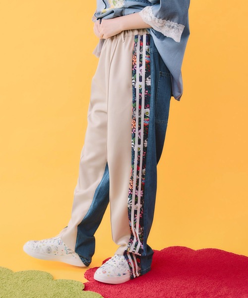 ScoLar(スカラー)の「162646:サイドライン入り ジャージ×デニムパンツ(デニムパンツ・レディース・ベージュ/ブラック・M)」の6枚目の写真