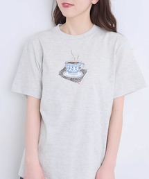 アップリケ刺繍 ティーカップTシャツ
