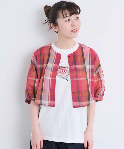 l'atelier du savon(アトリエドサボン)の「アップリケ刺繍 ティーカップTシャツ(Tシャツ/カットソー・レディース・オートミール/ネイビー/ホワイト・FREE)」の12枚目の写真