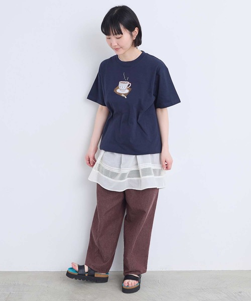 l'atelier du savon(アトリエドサボン)の「アップリケ刺繍 ティーカップTシャツ(Tシャツ/カットソー・レディース・オートミール/ネイビー/ホワイト・FREE)」の18枚目の写真
