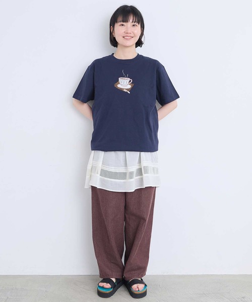 l'atelier du savon(アトリエドサボン)の「アップリケ刺繍 ティーカップTシャツ(Tシャツ/カットソー・レディース・オートミール/ネイビー/ホワイト・FREE)」の16枚目の写真