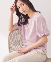 index | 【吸水速乾】ストライプ調デザインスリーブトップス《洗濯機OK》(Tシャツ/カットソー)