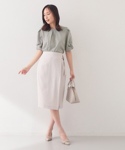 index(インデックス)の「【吸水速乾】ストライプ調デザインスリーブトップス《洗濯機OK》(Tシャツ/カットソー・レディース・ブラウン系その他3/ピンク系7/ブルー系その他4/ベージュ系その他6/チャコール・42/40/38/36/34/44)」の12枚目の写真