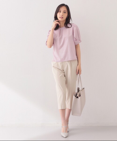 index(インデックス)の「【吸水速乾】ストライプ調デザインスリーブトップス《洗濯機OK》(Tシャツ/カットソー・レディース・ブラウン系その他3/ピンク系7/ブルー系その他4/ベージュ系その他6/チャコール・42/40/38/36/34/44)」の20枚目の写真