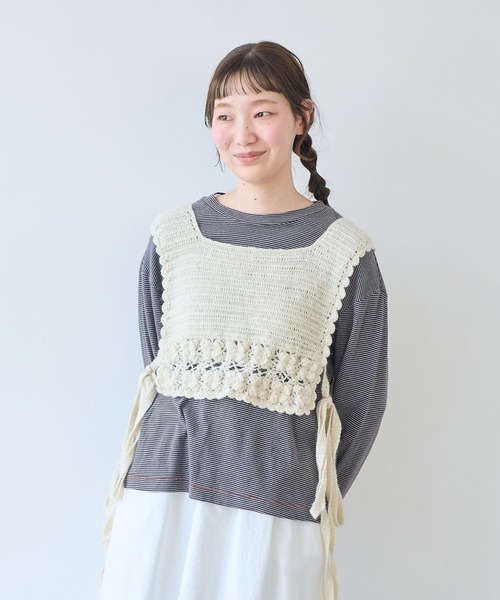 bulle de savon(ビュルデサボン)の「puka pukaはなビスチェ(ニット/セーター・レディース・ホワイト・FREE)」の1枚目の写真
