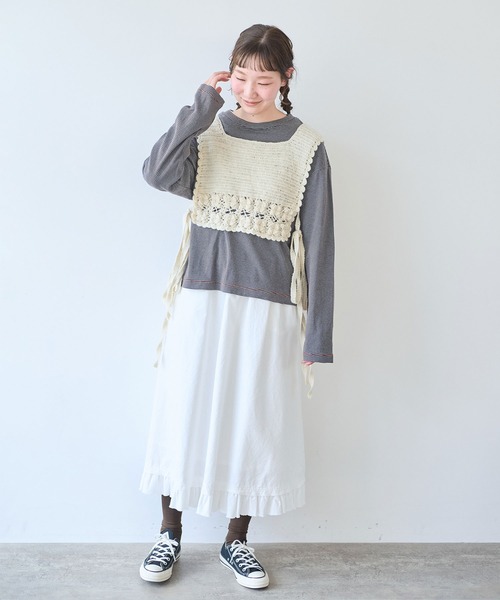 bulle de savon(ビュルデサボン)の「puka pukaはなビスチェ(ニット/セーター・レディース・ホワイト・FREE)」の17枚目の写真