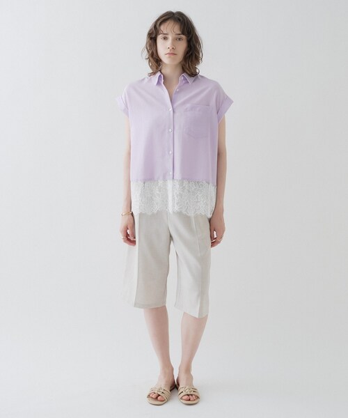 cloenc(クロエンス)の「【ひんやり/体型カバー】レースフレンチスリーブブラウス(シャツ/ブラウス・レディース・ブラック/パープル/オフホワイト・02)」の22枚目の写真