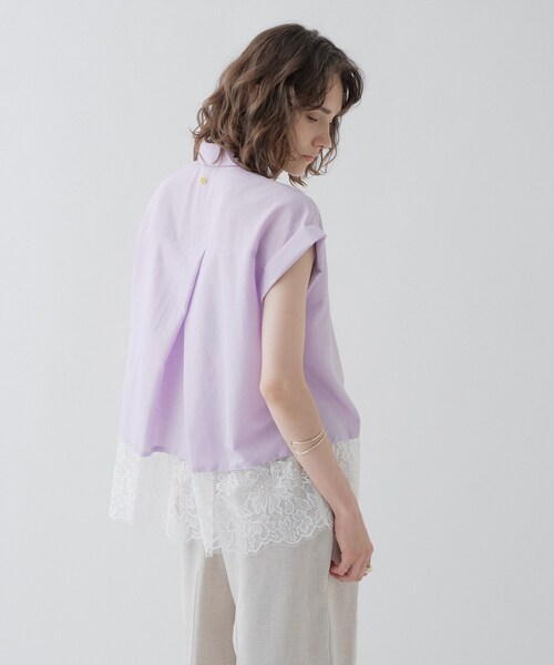 cloenc(クロエンス)の「【ひんやり/体型カバー】レースフレンチスリーブブラウス(シャツ/ブラウス・レディース・ブラック/パープル/オフホワイト・02)」の19枚目の写真