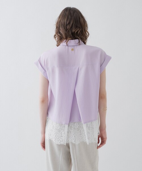 cloenc(クロエンス)の「【ひんやり/体型カバー】レースフレンチスリーブブラウス(シャツ/ブラウス・レディース・ブラック/パープル/オフホワイト・02)」の18枚目の写真