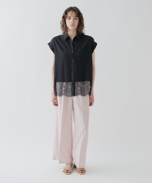 cloenc(クロエンス)の「【ひんやり/体型カバー】レースフレンチスリーブブラウス(シャツ/ブラウス・レディース・ブラック/パープル/オフホワイト・02)」の16枚目の写真