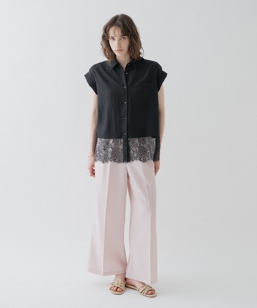 cloenc(クロエンス)の「【ひんやり/体型カバー】レースフレンチスリーブブラウス(シャツ/ブラウス・レディース・ブラック/パープル/オフホワイト・02)」の15枚目の写真