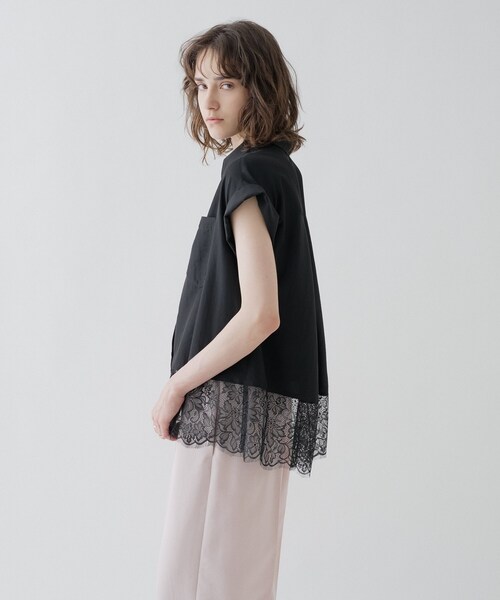 cloenc(クロエンス)の「【ひんやり/体型カバー】レースフレンチスリーブブラウス(シャツ/ブラウス・レディース・ブラック/パープル/オフホワイト・02)」の12枚目の写真