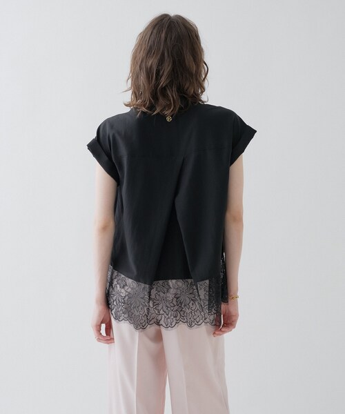 cloenc(クロエンス)の「【ひんやり/体型カバー】レースフレンチスリーブブラウス(シャツ/ブラウス・レディース・ブラック/パープル/オフホワイト・02)」の11枚目の写真