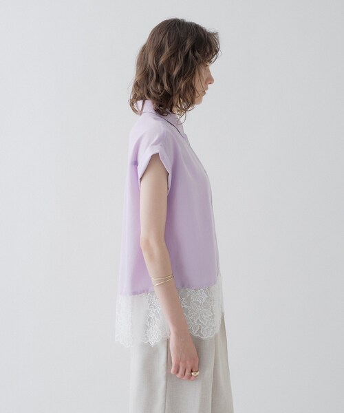 cloenc(クロエンス)の「【ひんやり/体型カバー】レースフレンチスリーブブラウス(シャツ/ブラウス・レディース・ブラック/パープル/オフホワイト・02)」の8枚目の写真