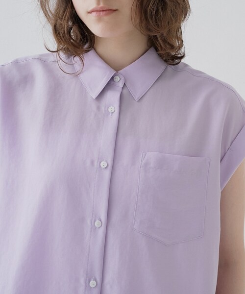 cloenc(クロエンス)の「【ひんやり/体型カバー】レースフレンチスリーブブラウス(シャツ/ブラウス・レディース・ブラック/パープル/オフホワイト・02)」の6枚目の写真