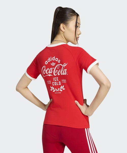 adidas(アディダス)の「スリーストライプス 半袖Tシャツ / 3 STRIPES TEE / アディダスオリジナルス adidas Originals(Tシャツ/カットソー・レディース・レッド/ホワイト・MEDIUM/SMALL/X-SMALL/XX-LARGE/3XL/X-LARGE/LARGE)」の3枚目の写真