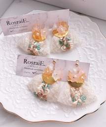 【RosraiE】フラワーボール インド刺繍リボン イヤリング(MA)