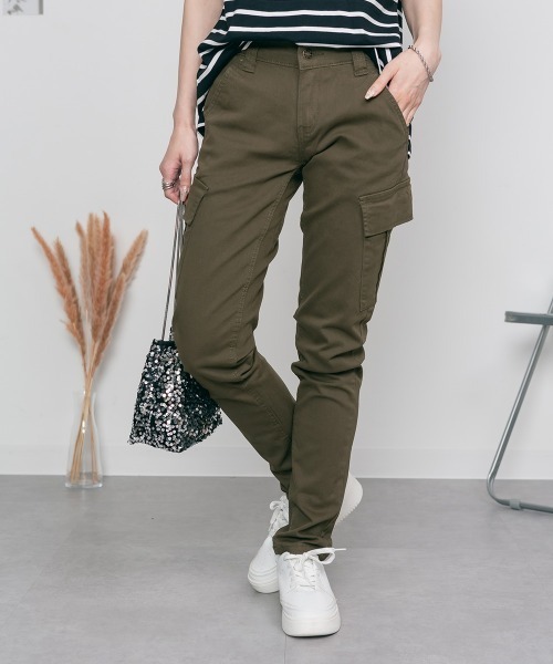 MARAI(マーライ)の「ストレッチツイル カーゴパンツ(カーゴパンツ・レディース・ベージュ/ブラック/カーキ・LL/3L/4L/L/M)」の10枚目の写真
