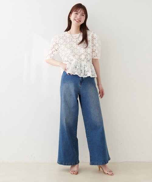 natural couture（ナチュラルクチュール）の「お花刺繍ペプラムブラウス（シャツ/ブラウス・レディース・オフホワイト/アイボリー/ブラック・FREE）」の11枚目の写真