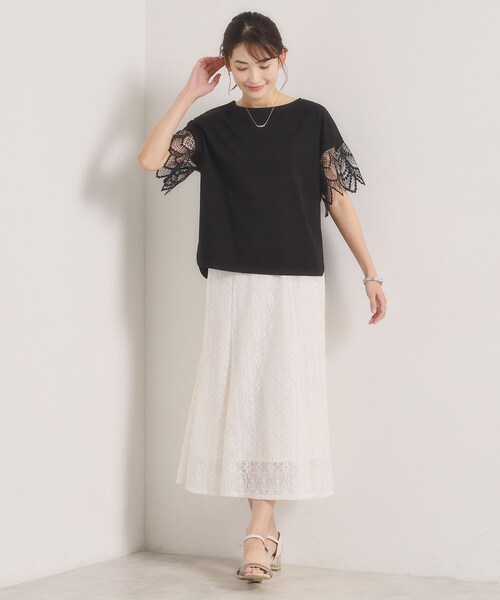 ITS'DEMO(イッツデモ)の「【冷感/速乾】袖レースプルオーバー(Tシャツ/カットソー・レディース・ブラック/オフホワイト/サックスブルー/ピンク・00)」の10枚目の写真
